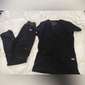 FIGS XXS Casma Scrub Top and XXS High Waisted Yola Scrub Pants